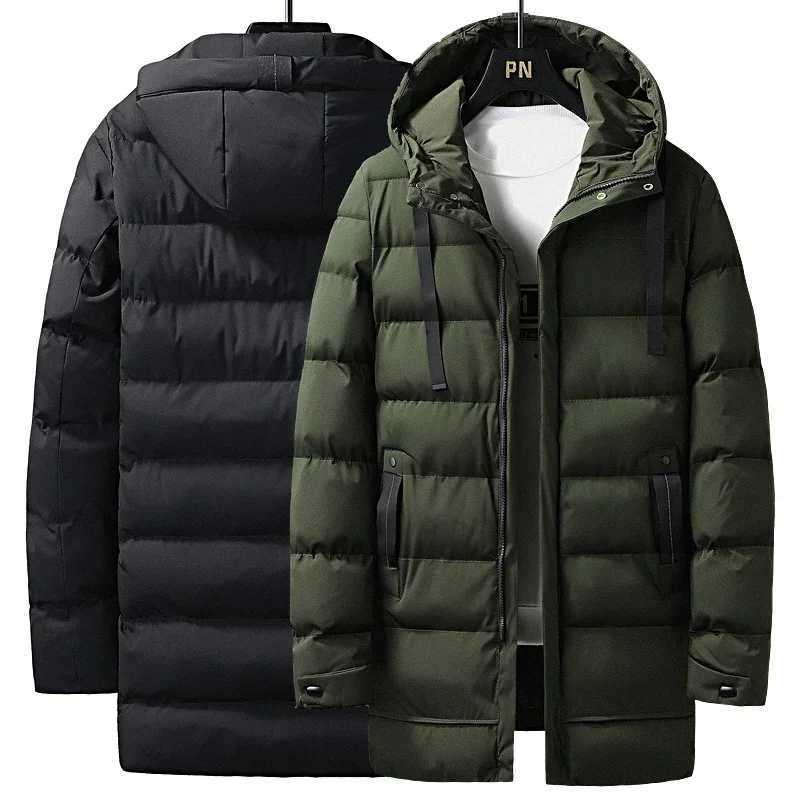 Puffer Jacket Men 8XL Thick Warm Winter Jackets Plus Size Hooded Long Coats Fashion Casual Cotton Padded Parkas Man Outwear Top X241017