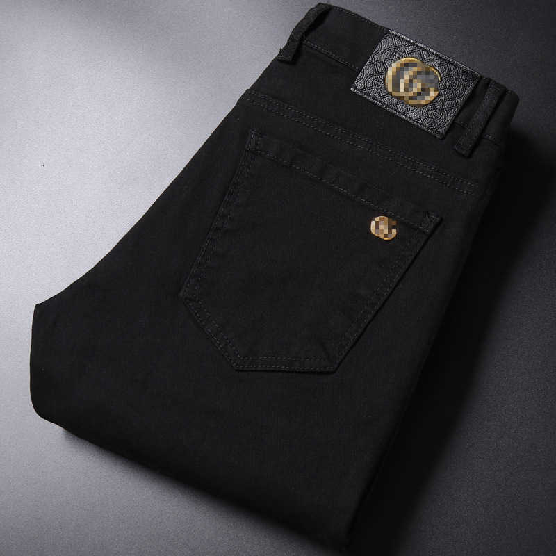 Men's Jeans designer Brand black jeans men's spring and summer fashion brand embroidered slim fit small feet Medusa Korean casual pants L366