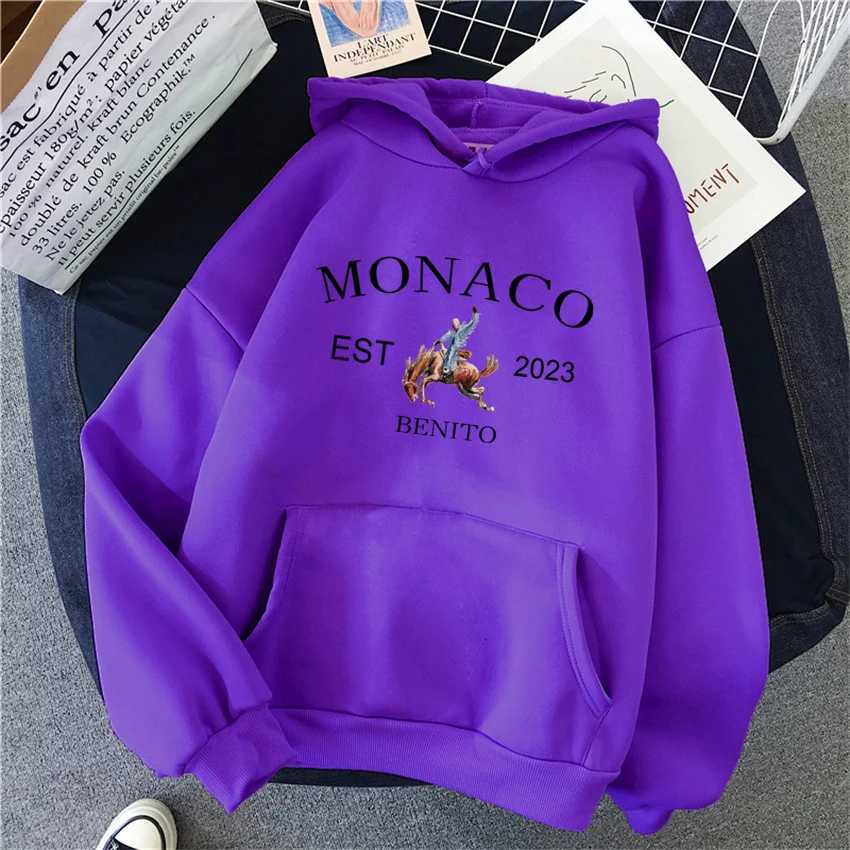 Autumn Clothing Bad Bunny Monaco Women Hoody Casual Fleece Sweatshirts Female Woman Hoodie Hip Hop Pullover Streetwear UnisexX241016
