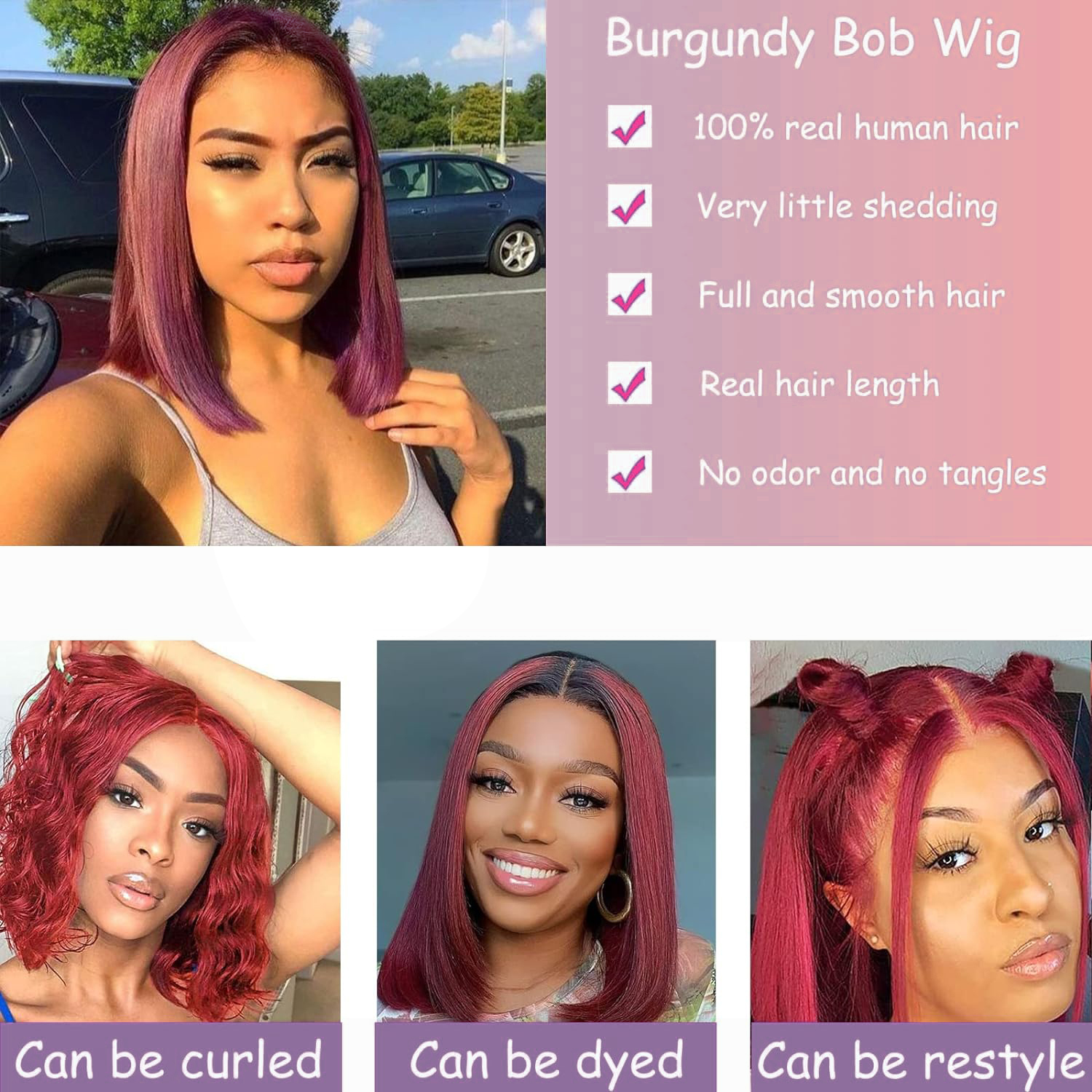 99J Bury Front Pre Plucked Red Bob 13X4 Frontal Lace Wig Human Hair Wigs For Women