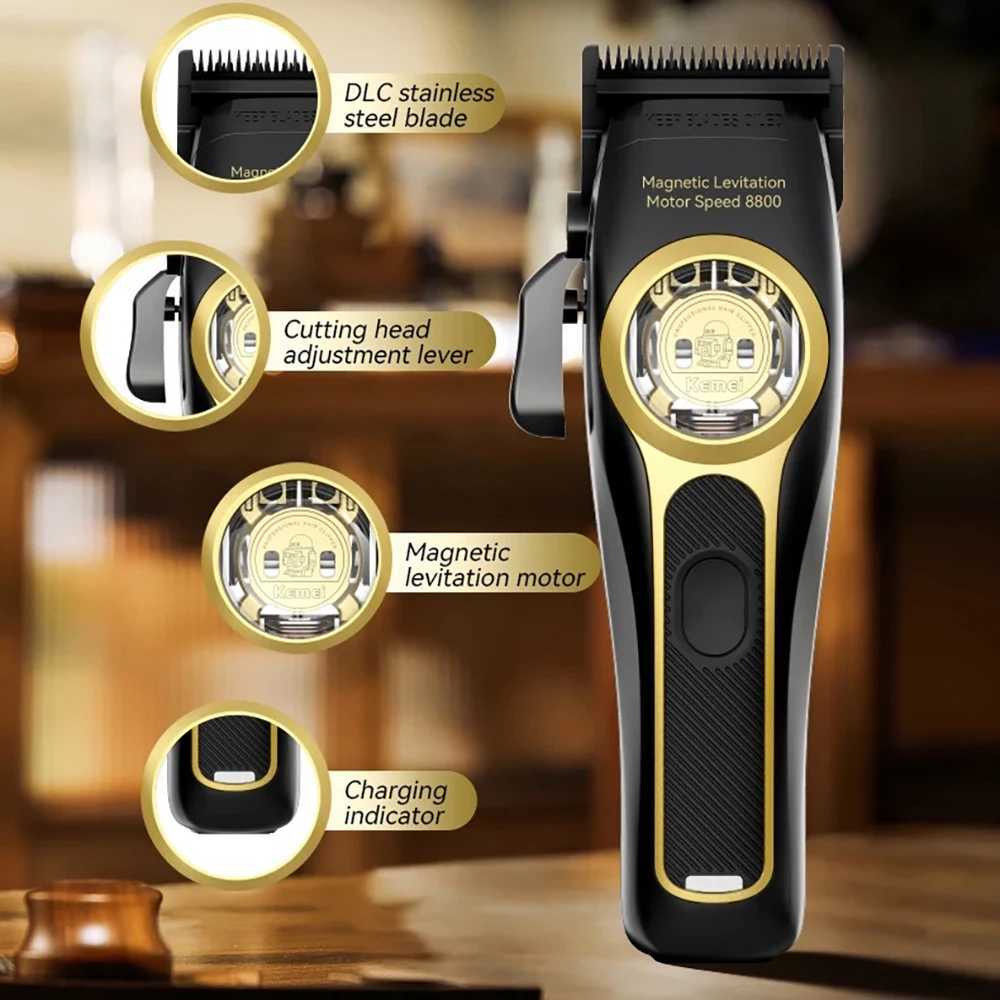 Kemei 2373 Barber Fading Hair Clipper Professional Cordless Hair Clipper Electric Mens Hair Clipper Magnetic Motor 8800RPM W241017