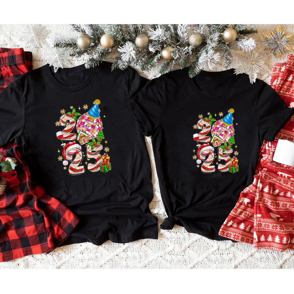 Happy Year 2025 Family Matching Outfits Xmas Mommy Daddy and Me Christmas TShirt Holiday Clothes 241017