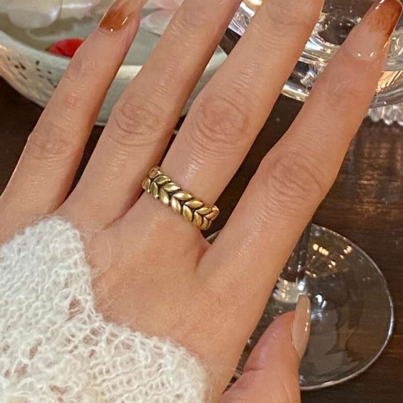 Ring pure silver used for women Stainless steel design niche high-end feeling black gold open mouth ring