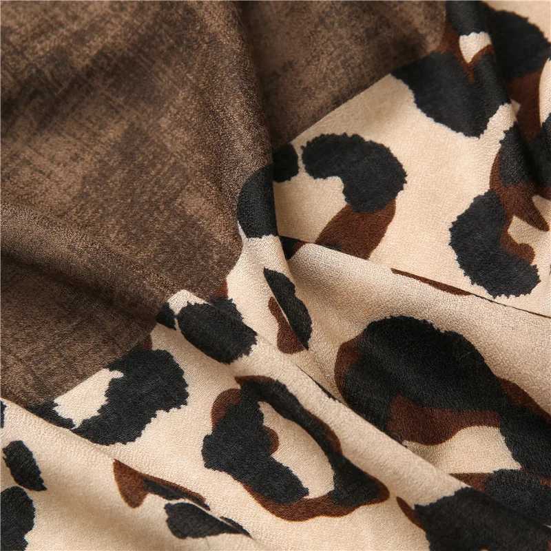 Wens Leopard Patchwork edge adhesive shawl womens bag Pashmina Stole Muslim headscarf womens fashion 180 * 90cm X2410171