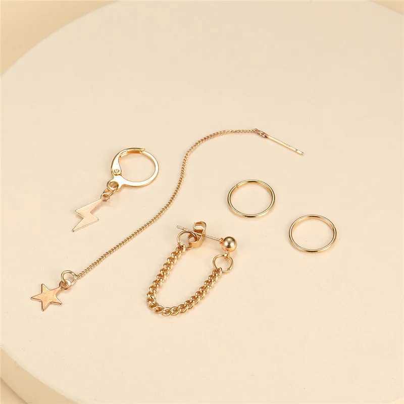 Exquisite tassel star lightning clip earring set suitable for women womens buttoned ear cuffs fake ears fashionable jewelry gifts W241017