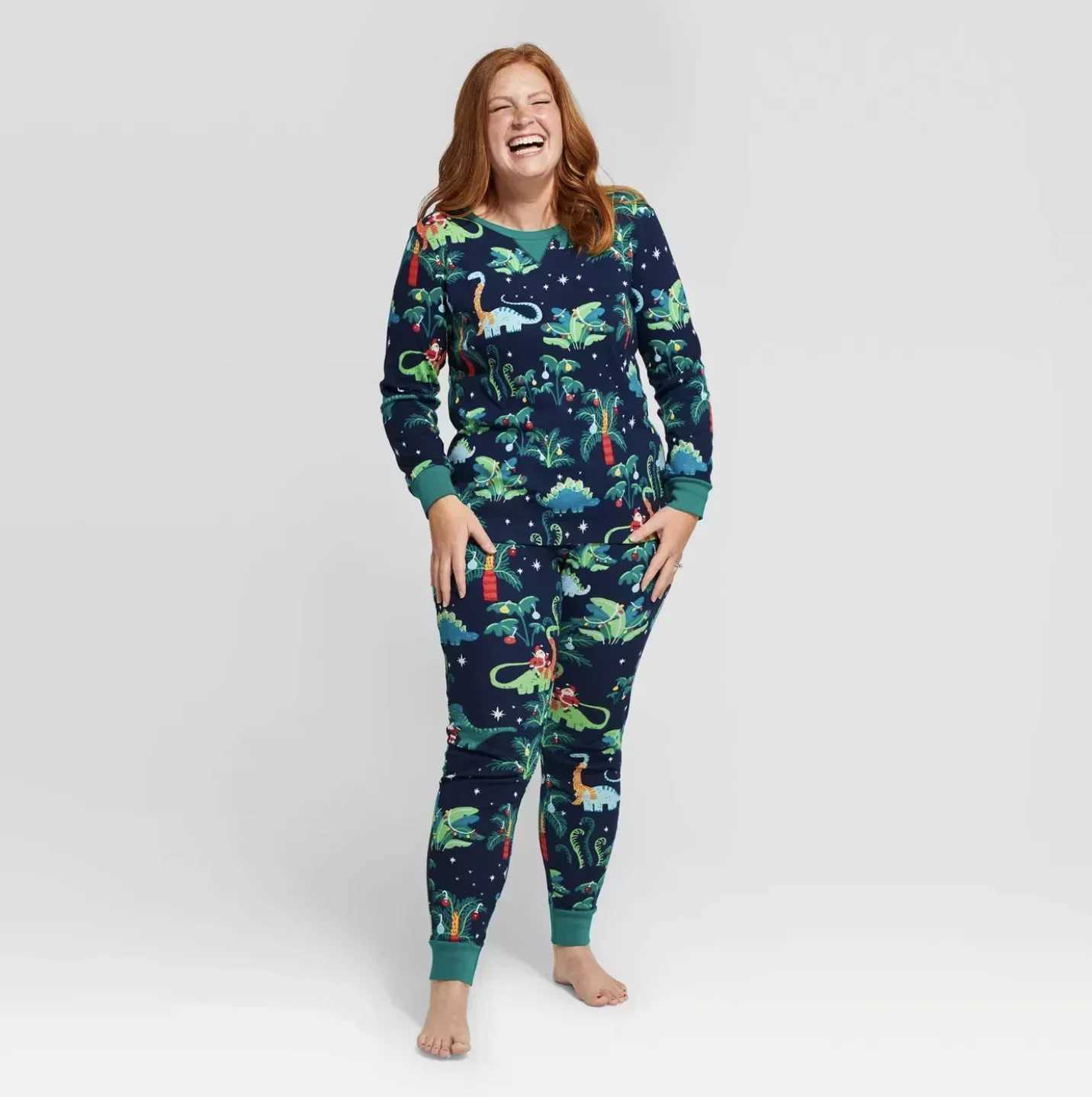 Dinosaur full set printed Christmas pajamas set for adults and children matching set for baby dogs jumpsuits for boys and girls Christmas family appea