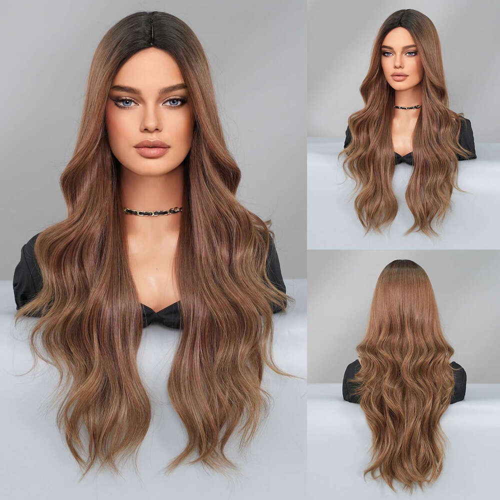 Ladies' Wig Rose Long Curly Hair Big Wave Synthetic Nized Headset Ombre Red Wigs