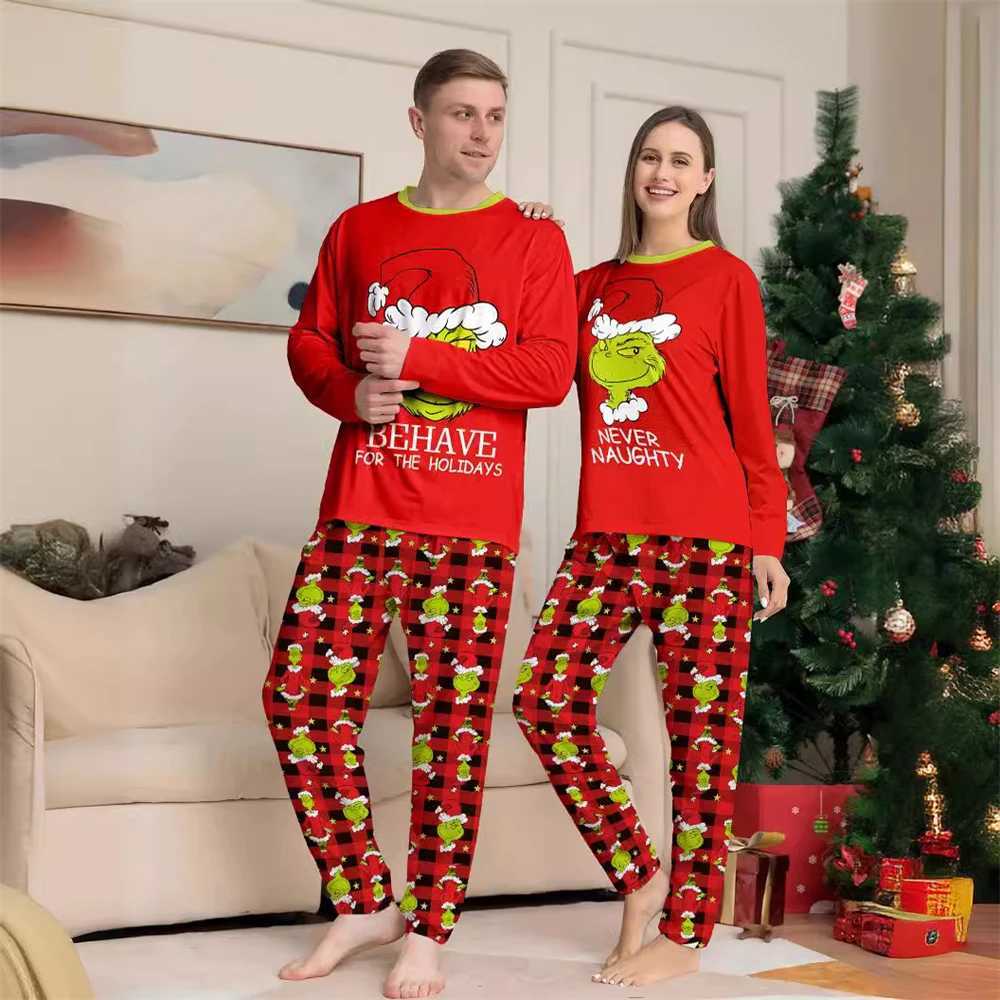 Family Christmas Pajamas Cartoon Printing New Years Clothing Father Children Family Christmas Clothing 2024 W241015