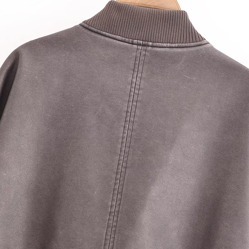 Faux Leather Jackets Women's Pu Long Sleeve Outwear Elegant Solid Fashion 2024 Inszart Casual Loose With Zipper Woman Coat