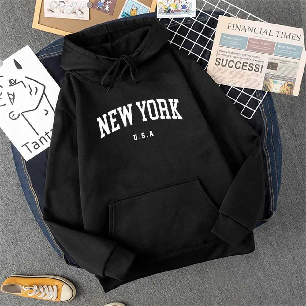 2024 Men Women New York U.S.A City Hoodies Fashion Letter Printed Graphic Sweatshirts Casual Harajuku Hooded Pullover SportwearX241016