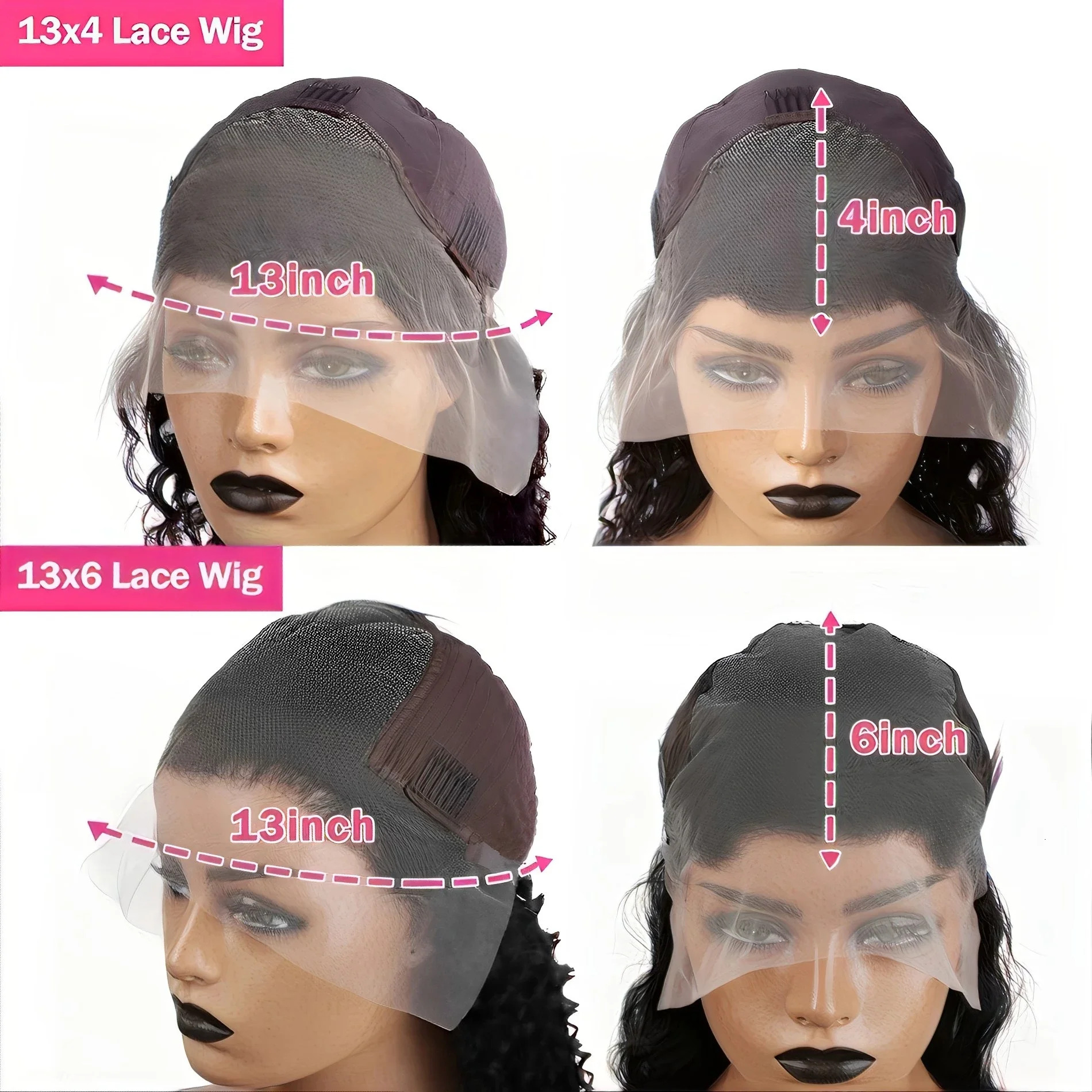 180 Density Deep Wave 13X4 Front Transparent Human Remy Hair 30 40 Inch Curly 13X6 HD Lace Frontal Wig For Black Women