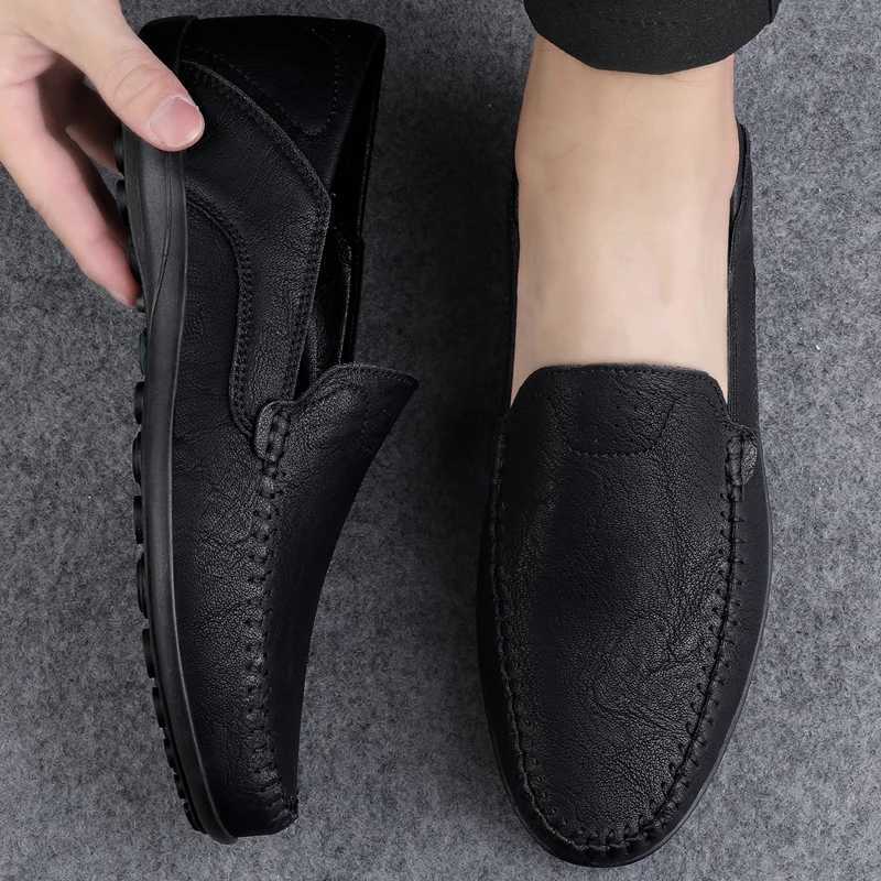 Genuine Leather Men Shoes Casual Formal Man Loafers Luxury Italian Slip Brand Male Boat Size 46 47 Mocassins HomensXJ250118