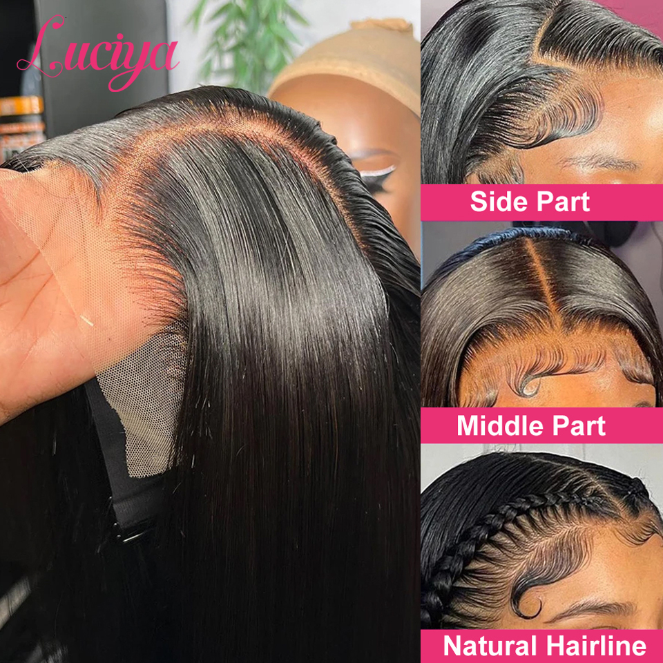 Straight 13X4/13X6 Transparent Front Wigs Pre Plucked 360 Frontal Human Hair 5X5 HD Lace Closure Wig