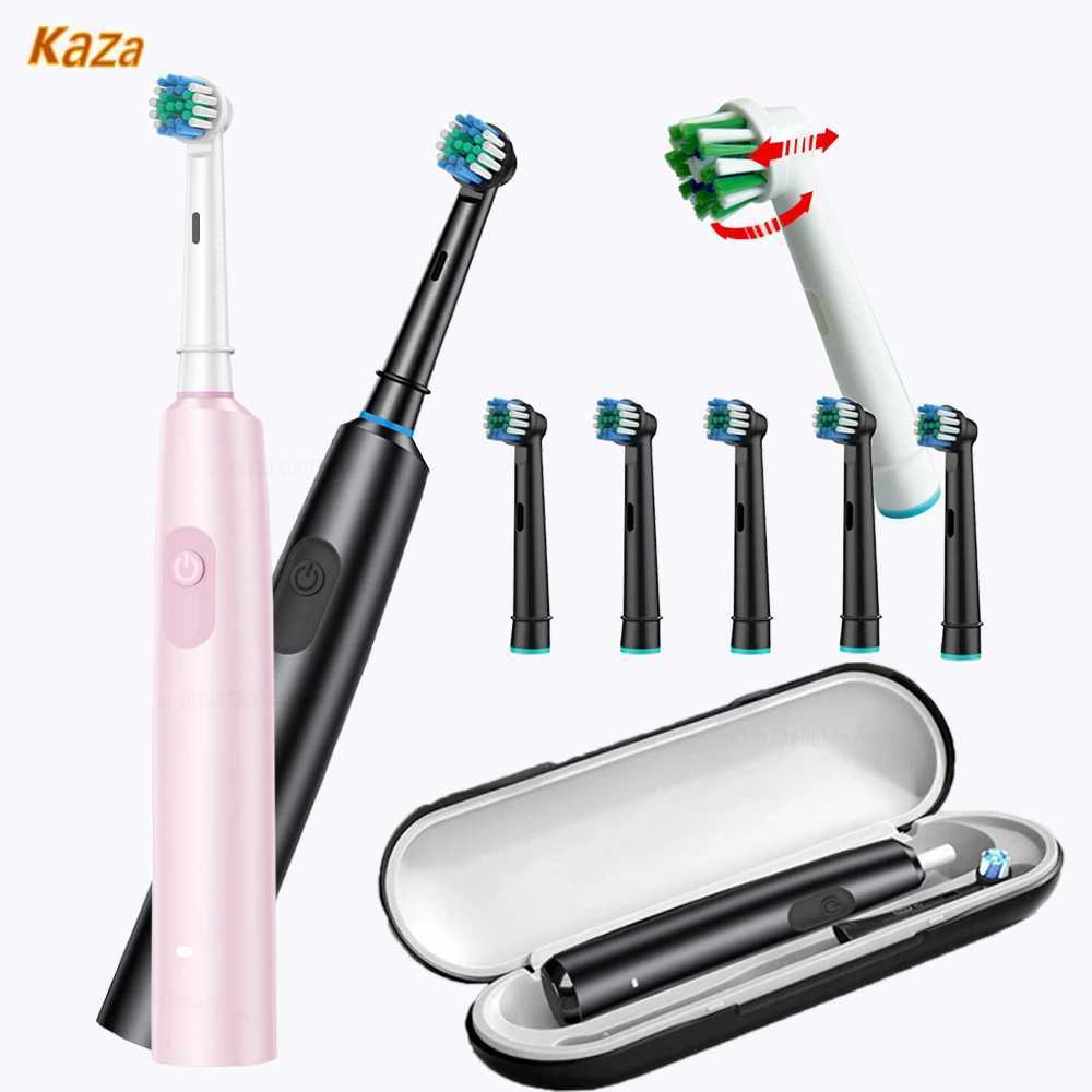 Rotating electric toothbrush rechargeable adult timer teeth automatic brushing white waterproof 8 replace brush head M241017