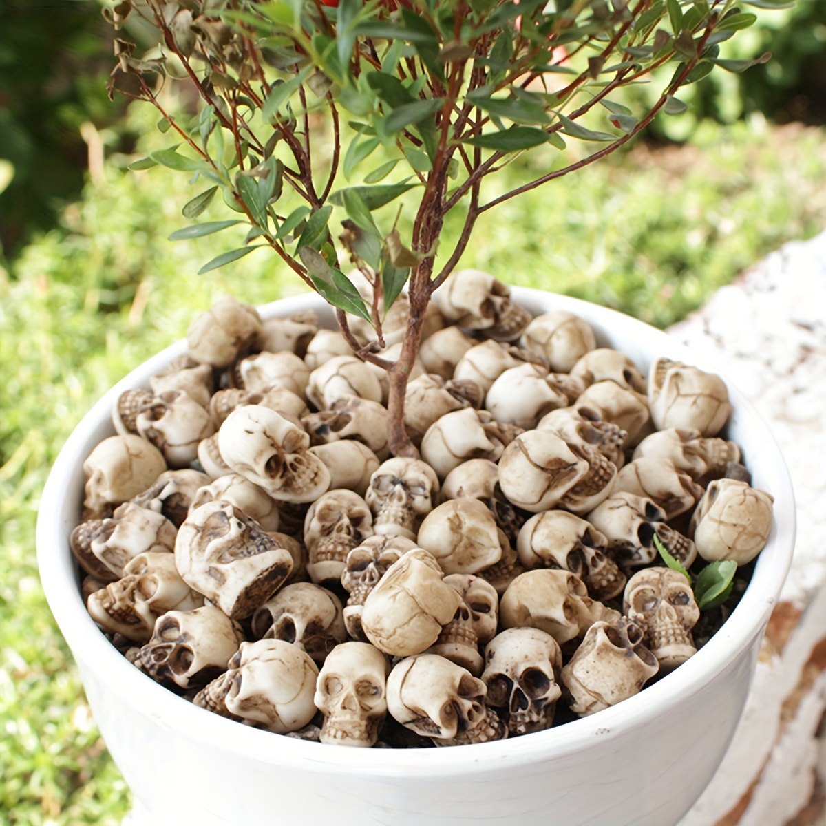 Halloween Decoration 20 Realistic Resin Skull Figures Garden Accessories
