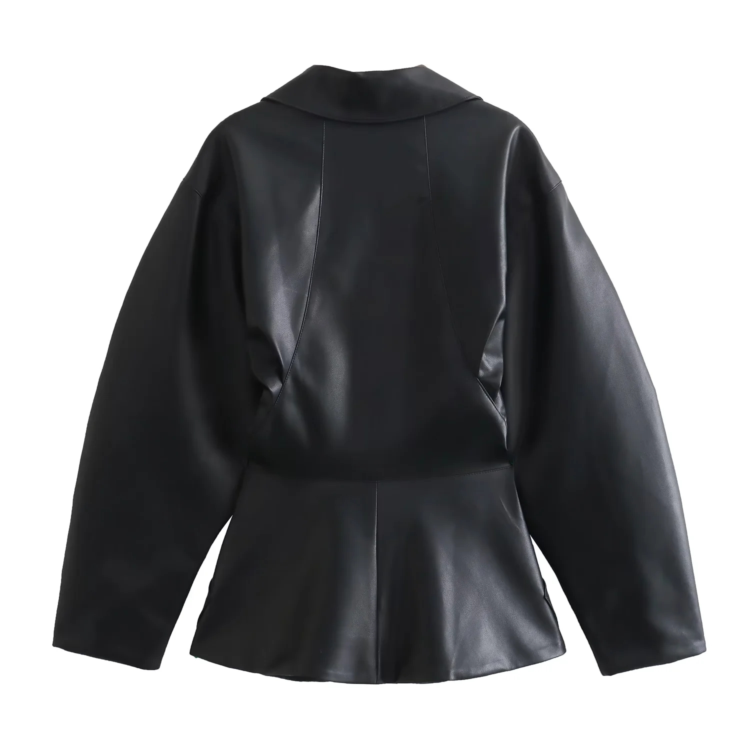Leather Jacket Women's Black Outwear Solid Long Sleeve Top With Button Inszartrafs Chaquetas Mujer 2024 Inszartaf Coat