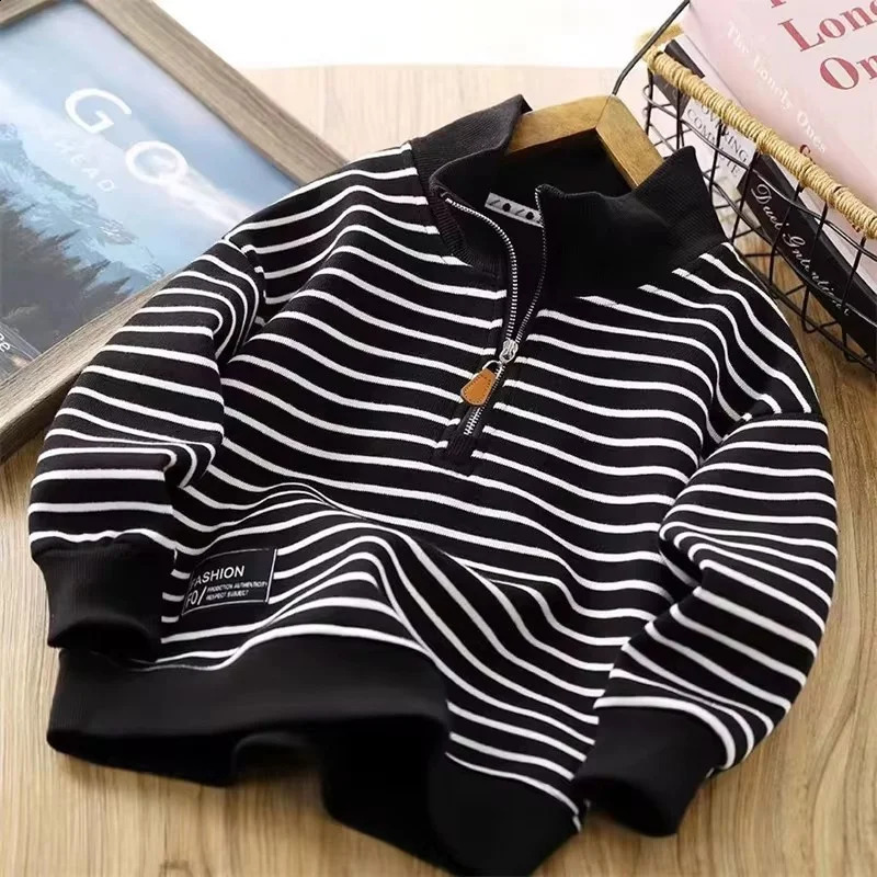 Boy Girl Striped Sweatshirts Kids Autumn Sports Hoodies Children Fashion Hoodless Clothes Teenager Spring Casual Tracksuit 414Y 241017