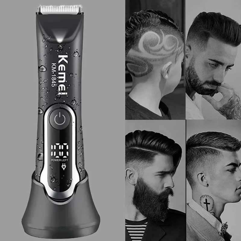 Kemei Body Groin Hair Trimmer Mens and Womens Ceramic Blade Wet Dry Beard Trimmer Pubic Trimmer Rear Hair Shaver Bikini Ball Beauty Machine W241017