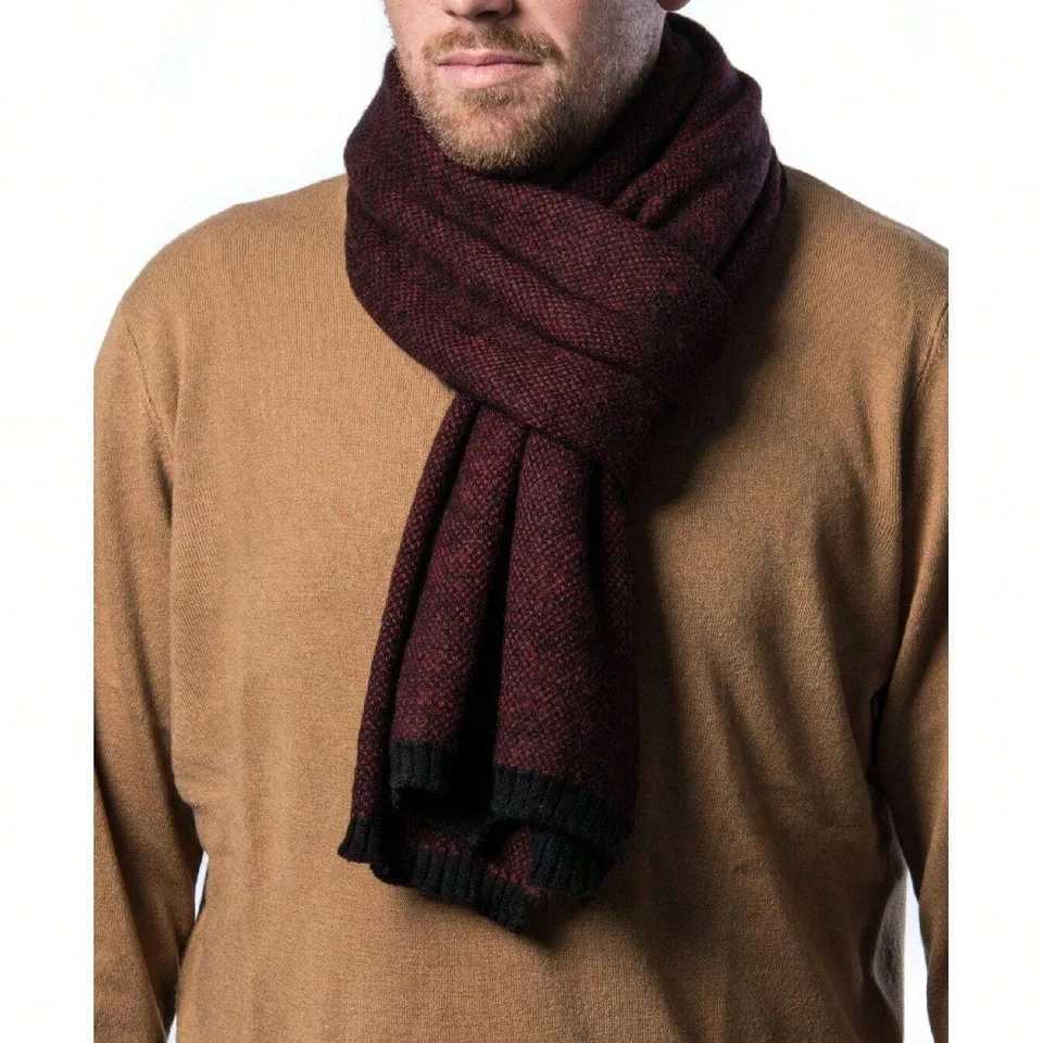 New Fashion Winter Mens Cotton Scarf Warm Collar Embroidered Striped Scarf Soft Long Casual M Bufanda Pashmina Shawl X241017