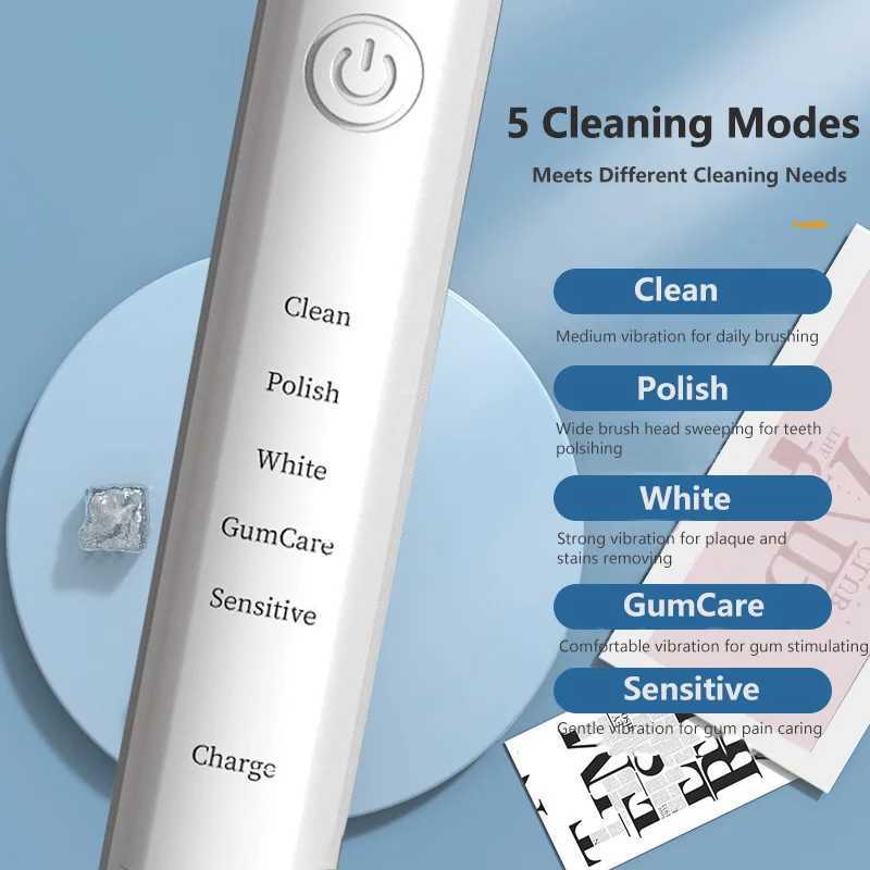 Sonic electric toothbrush timer brush 5-mode USB charger charging deep cleaning toothbrush replaced with head kit M241017