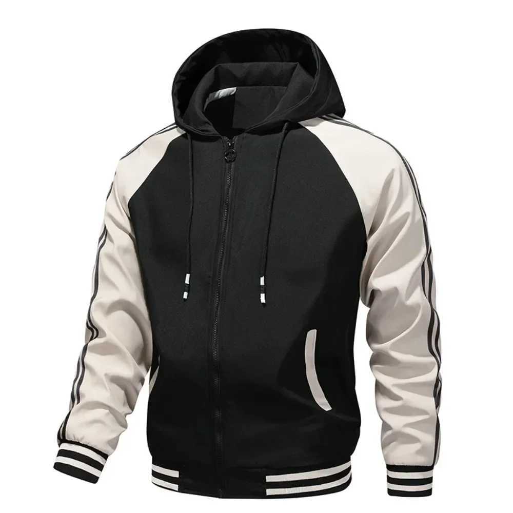 Spring Mens Novel Color Sliding Wool Hoodie Casual Hoodie Full Zipper Mens Jacket M241017