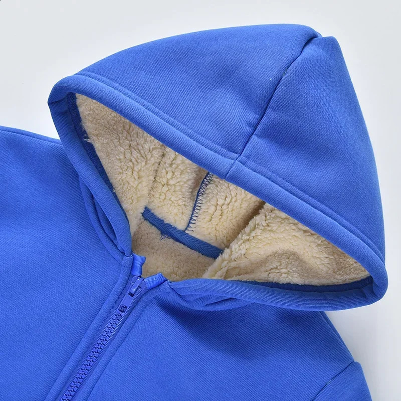 Unisex Winter Fleece Hoodies for Boys Sweatshirt Casual Thicken Warm Kids Zipper Coat Tops 8 9 10 12 Years Girls Clothes Cotumes 241017