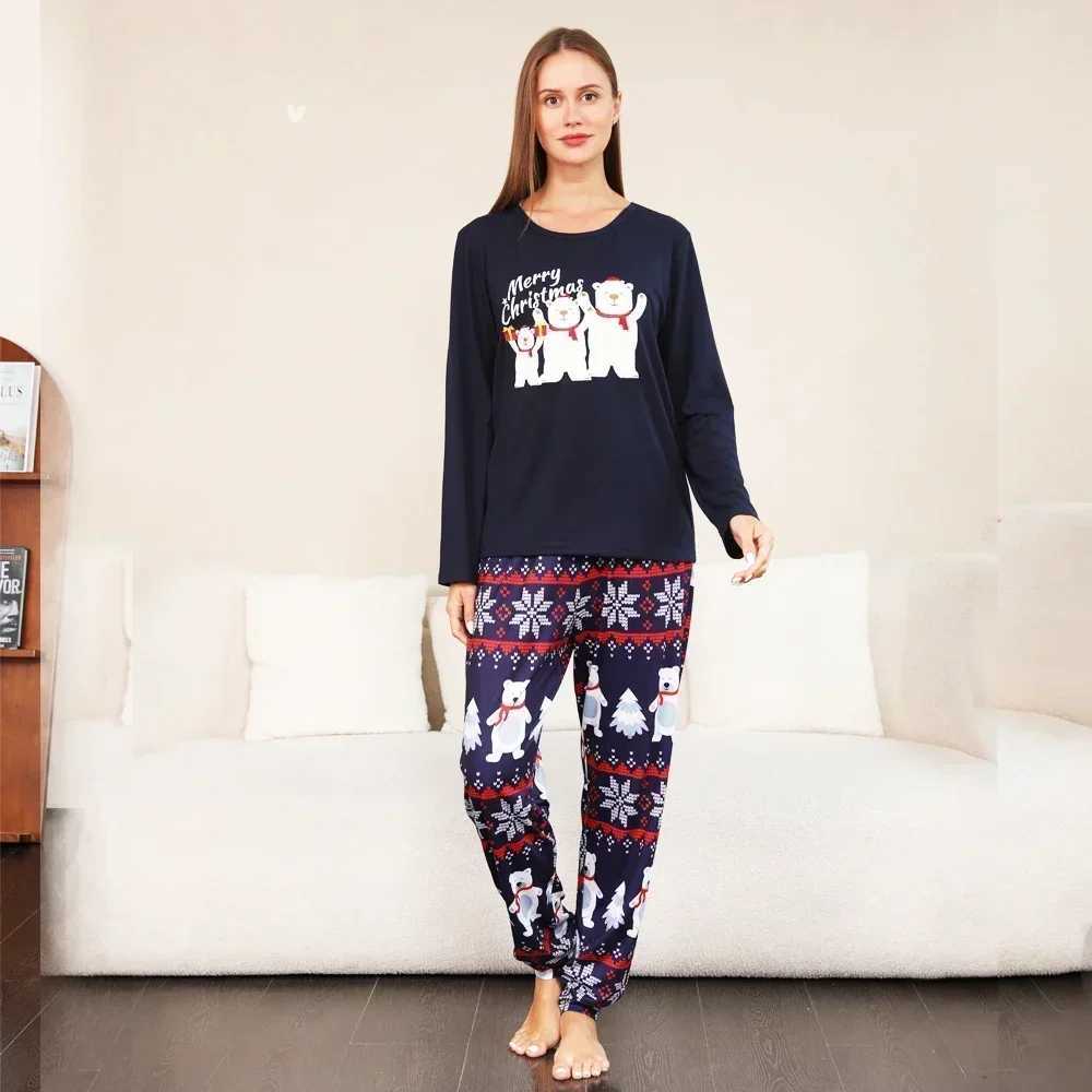 Merry Christmas Family Pajama Set Cartoon Bear Print Mom Daughter Dad Son Baby Match Clothes Loose Soft Pajama Christmas Appearance W241015