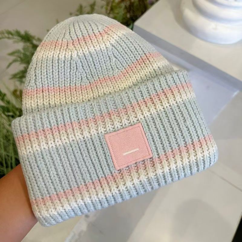 Woolen Hat Knitted hat beanie knit cap Skull Caps Wool Hats Square Smiley Face Fashion Street Thickening keep warm autumn winter