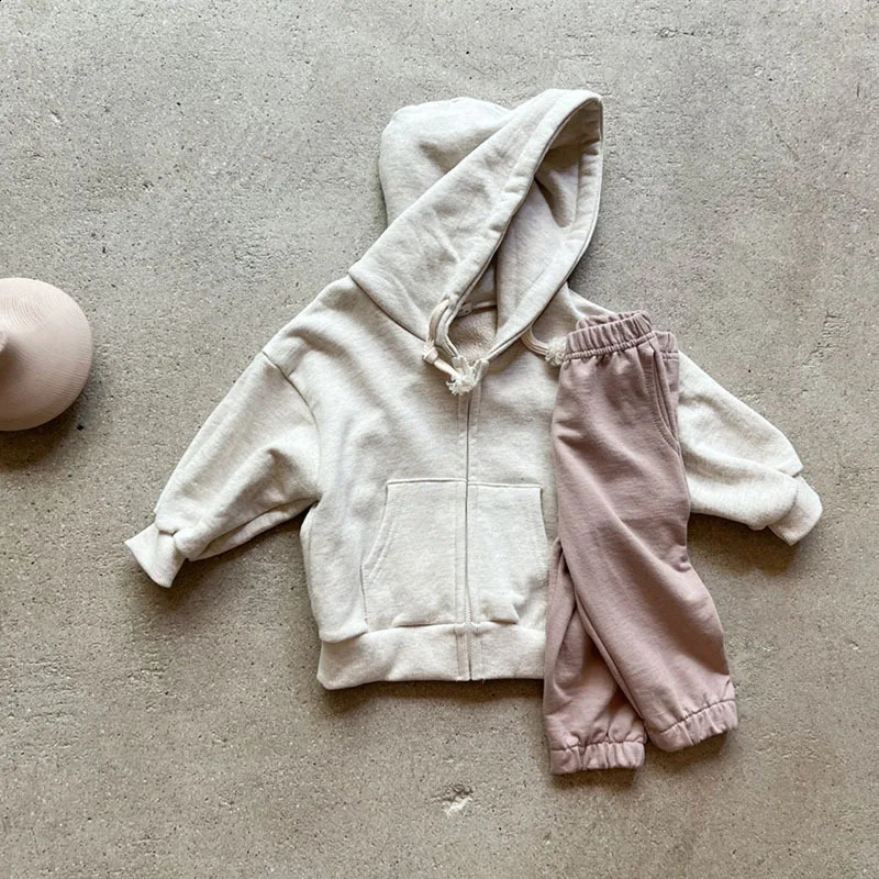 Autumn Baby Long Sleeve Hooded Sweatshirt Boys Girls Cotton Zipper Coat Infant Toddler Solid Casual Hoodie Clothes 241017