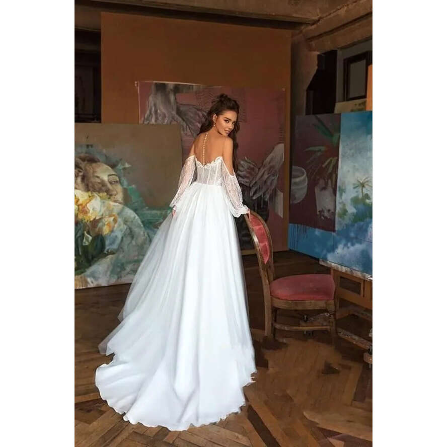 Sexy Country Appliqued Lace Sweetheart Long Sleeves A E Elegant Beach Boho Vintage Wedding Dresses Bridal Gowns Bc3049 legant