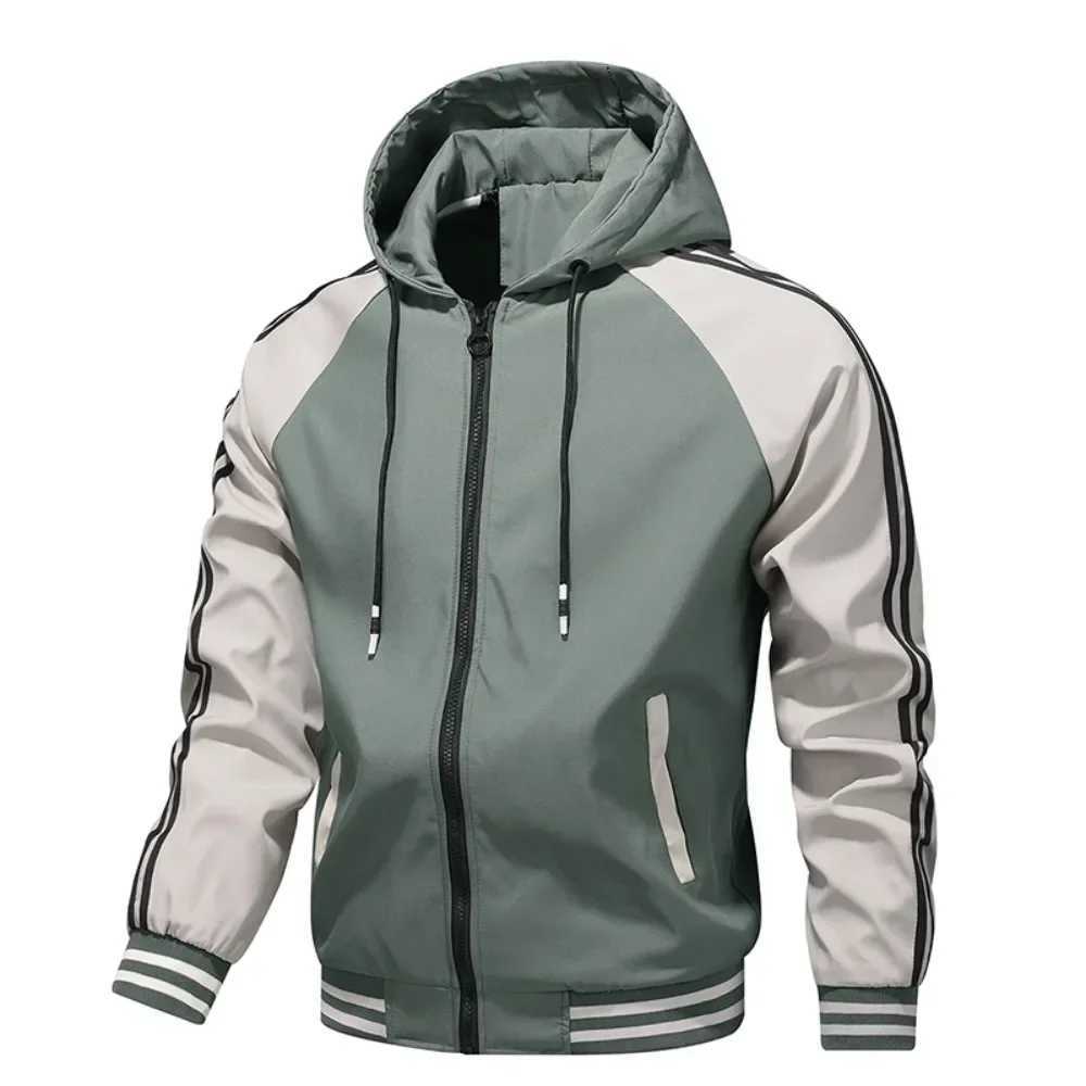 Spring Mens Novel Color Sliding Wool Hoodie Casual Hoodie Full Zipper Mens Jacket M241017