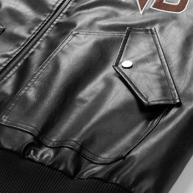 Leather jacket mens PU jacket black baseball jacket oversized 6XL 7XL 8XL Plus size bomber motorcycle autumn camping leisure mens college M241017