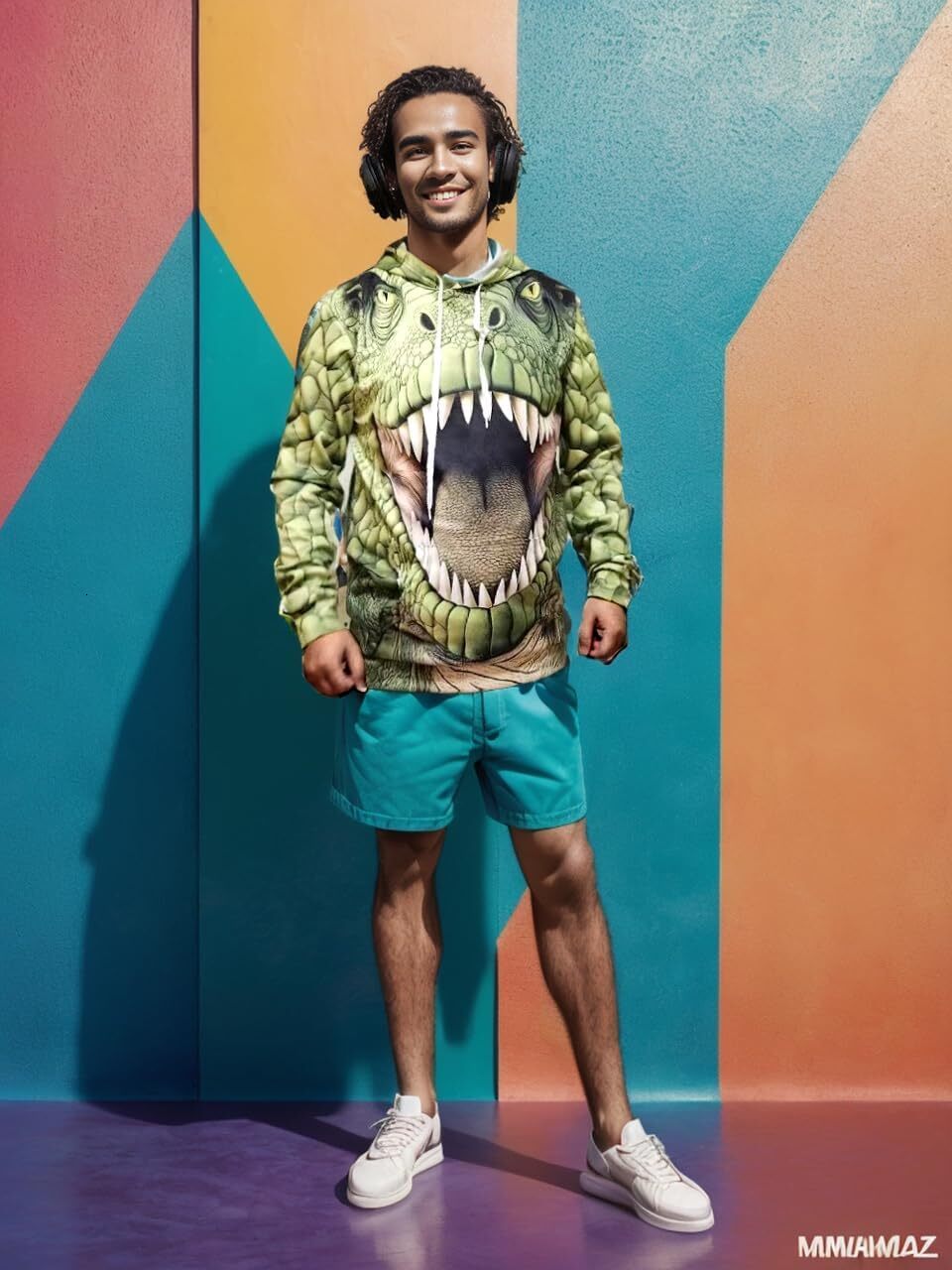 Hoodie for Mens Womens Men Hoodie 3D Printed Sweatshirt Polyester Dinosaur Tyrannosaurus Halloween Green Lightweight Graphic Hoodies sweatshirt