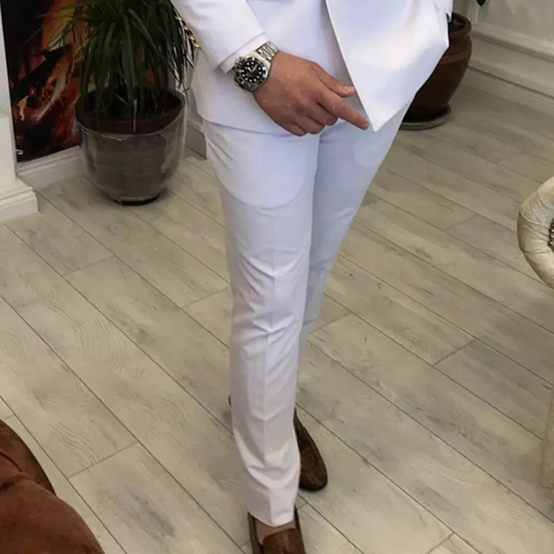 Double Breasted Suits for Men with Peaked Lapel Slim Fit 2 Piece Wedding Tuxedo Man Fashion Male Prom Costume Jacket Pants