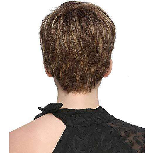 Wigs Fashion Gold Short Straight Hair High Temperature Silk Fiber Wig Headset