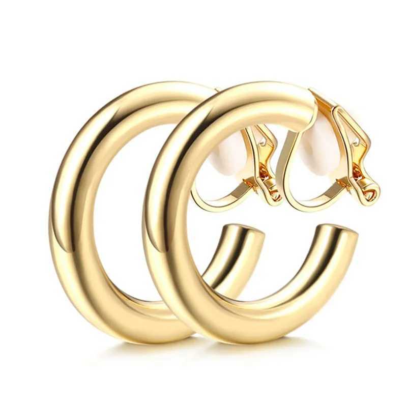 European and Geometric C-type Painless Hollow Ear Clip Metal Personality Simple Airless Earplugs W241017