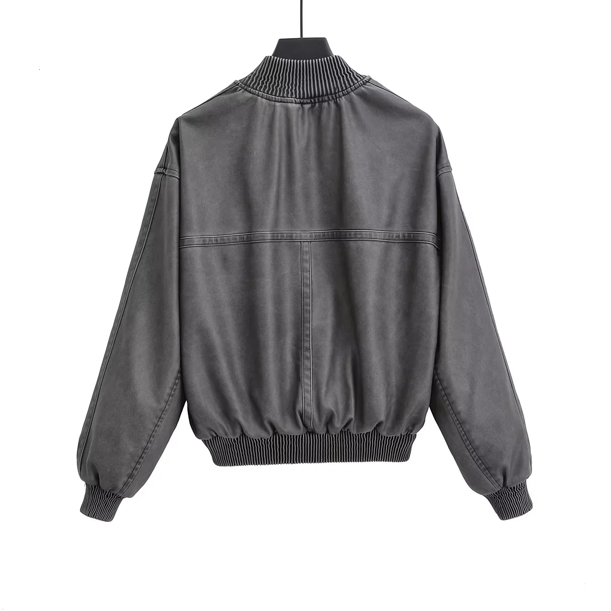 Women's Bombers Jackets Pu Solid Outwear Casual Loose Faux Leather Inszaarng Sleeve Top Fashion Vintage Woman Coat