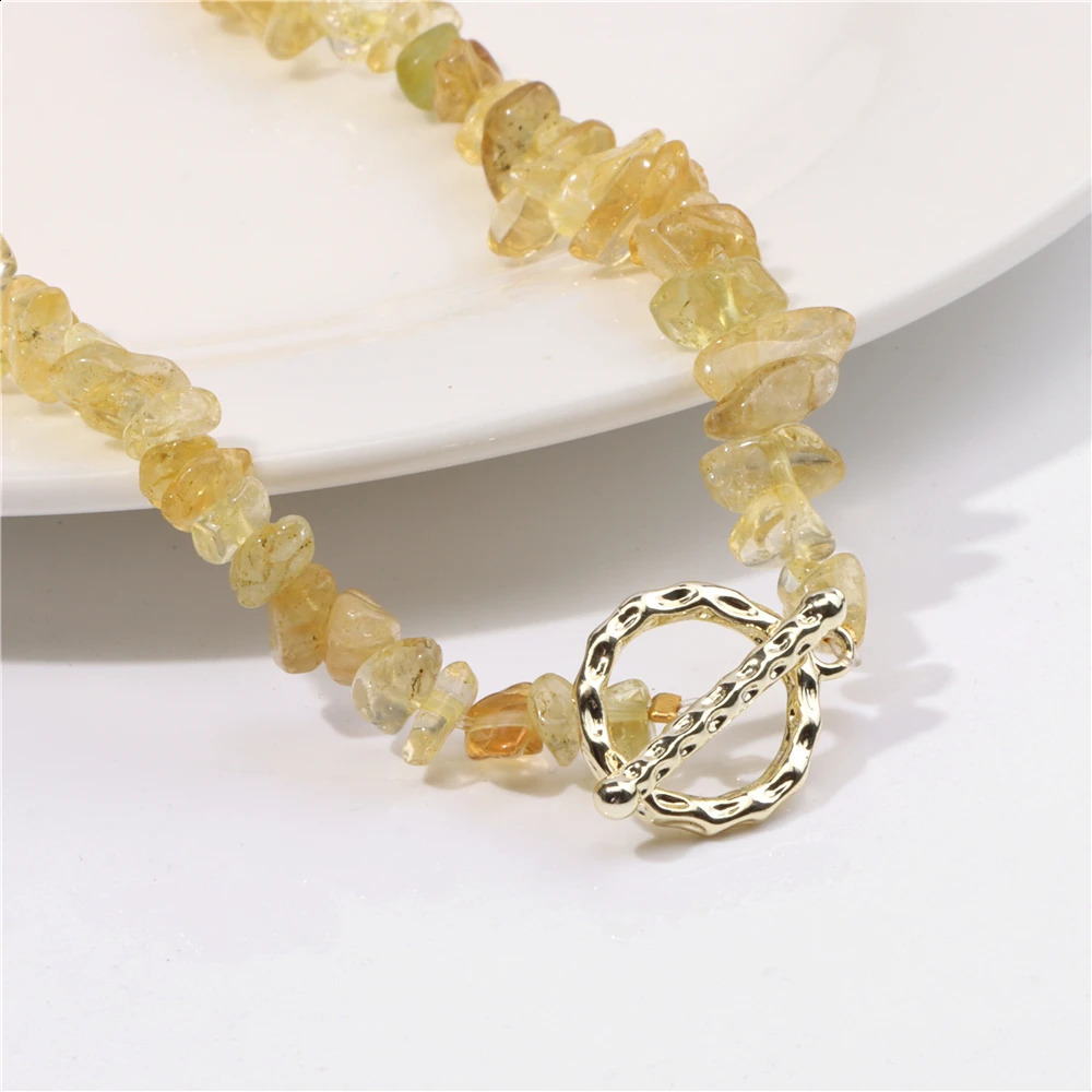 Natural Blue Stone Necklace Irregular Treatment Gravel Sea Blue Gem Crystal Quartz Chip Bead Necklace 241017