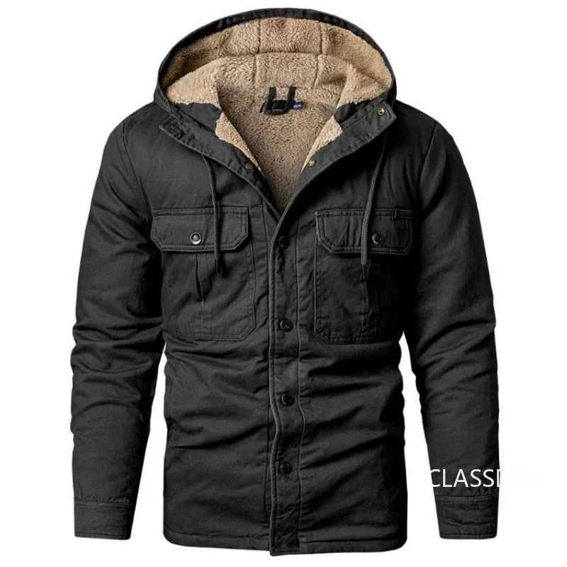 New Winter Mens Casual Shirt Coats Harajuku Hoodie Loose Shirt Jacket High Quality European Style Mens Wool Warm Jacket Size 2XL X241017