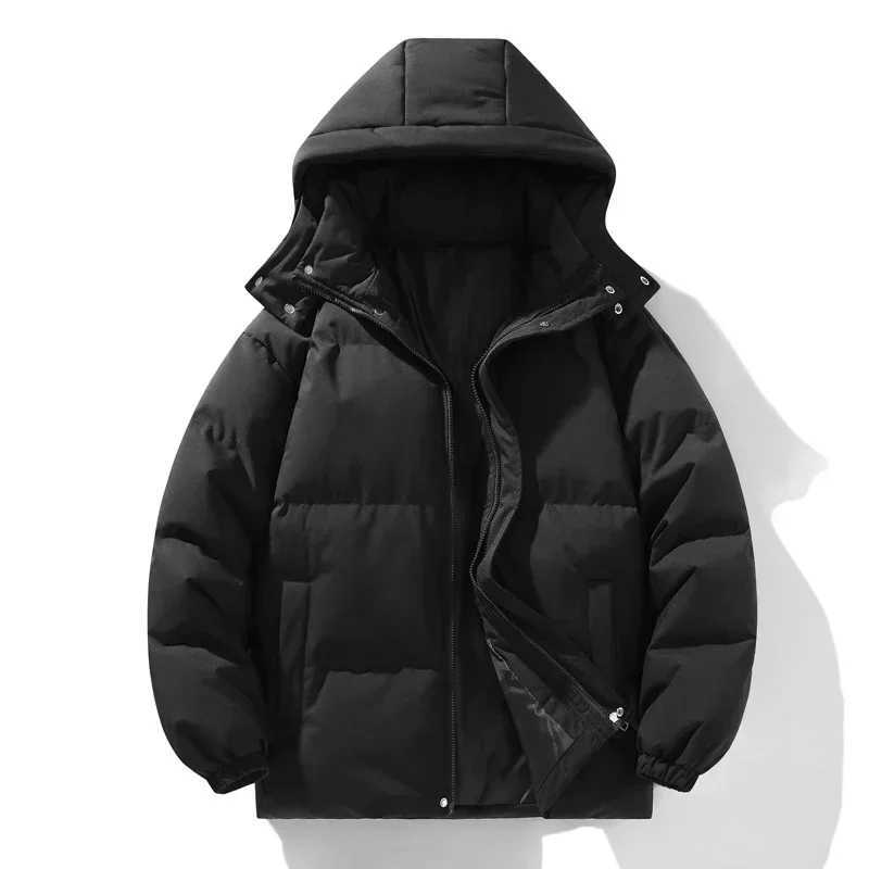 Mens hot jacket autumn and winter new item solid color detachable hat design outdoor sports waterproof jacket couple cotton clothes X241017