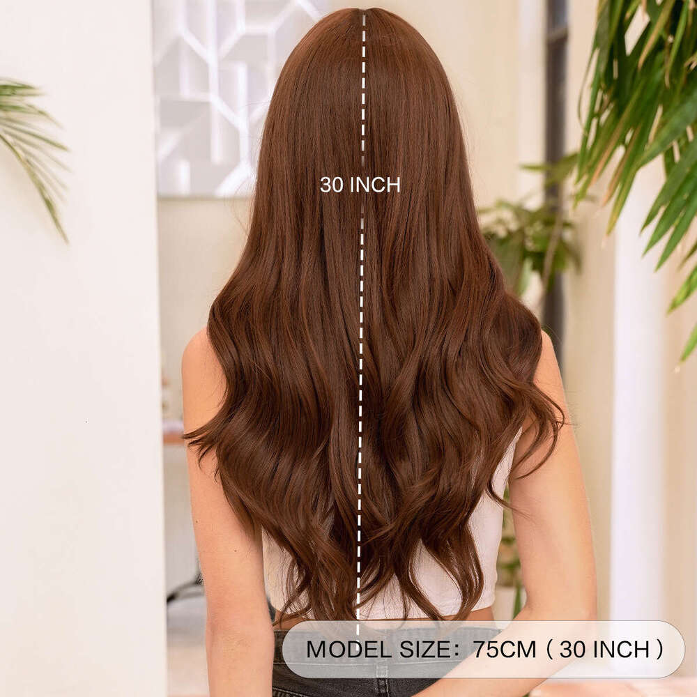 Wig, Women's Long Curly Hair, Warm Brown, Daily All Season Wig, High Temperature Silk Full Head Cover