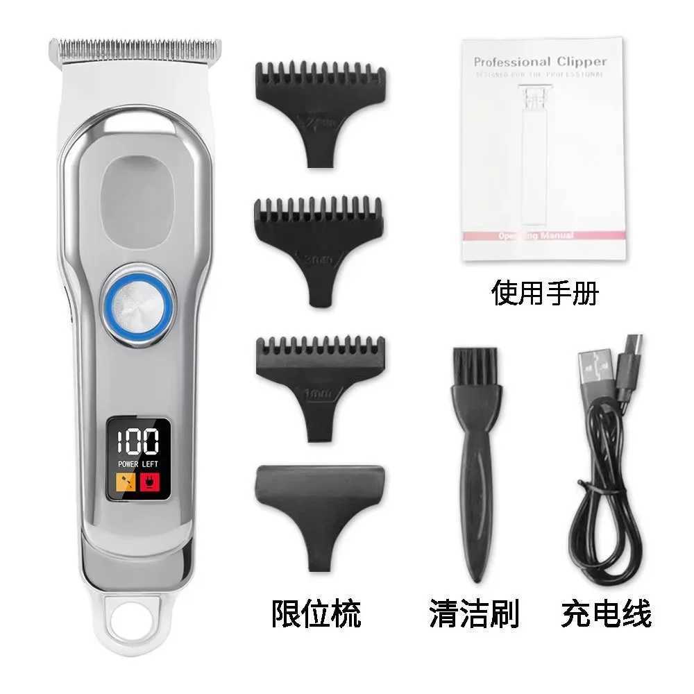Professional hair clipper rechargeable electric trimmer suitable for male beard childrens hair clippers hair clippers LED screen waterproof W241017