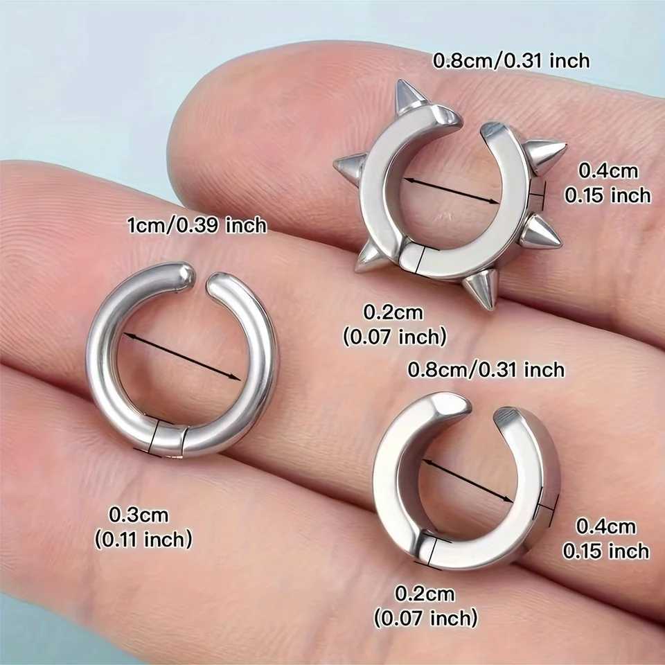 1 pair of stainless steel ear clip earrings suitable for women men non perforated earrings cuffs retro punk earrings W241017