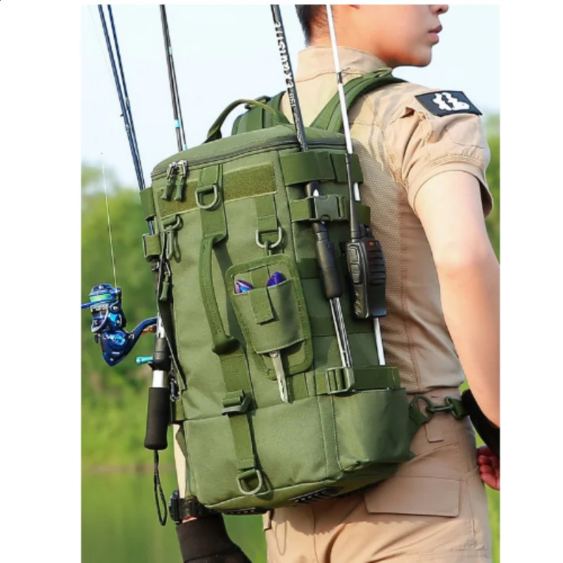 Outdoor travel sports cycling fishing multifunctional backpack waterproof Oxford cloth bag Luya bag 241008