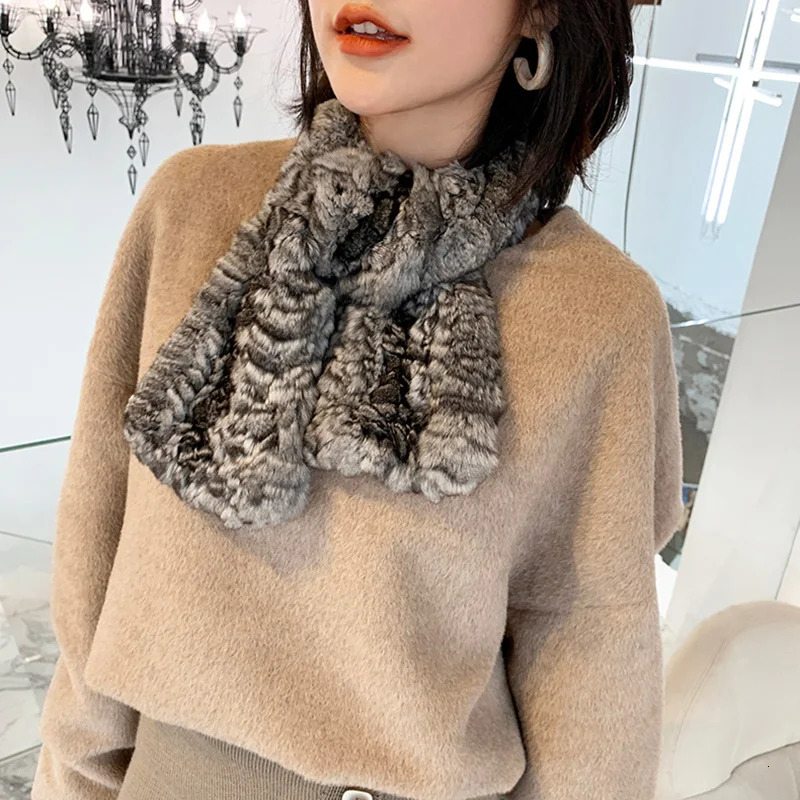 Womens winter scarf genuine Chinchilla fur soft and warm womens shawl S7722 241009