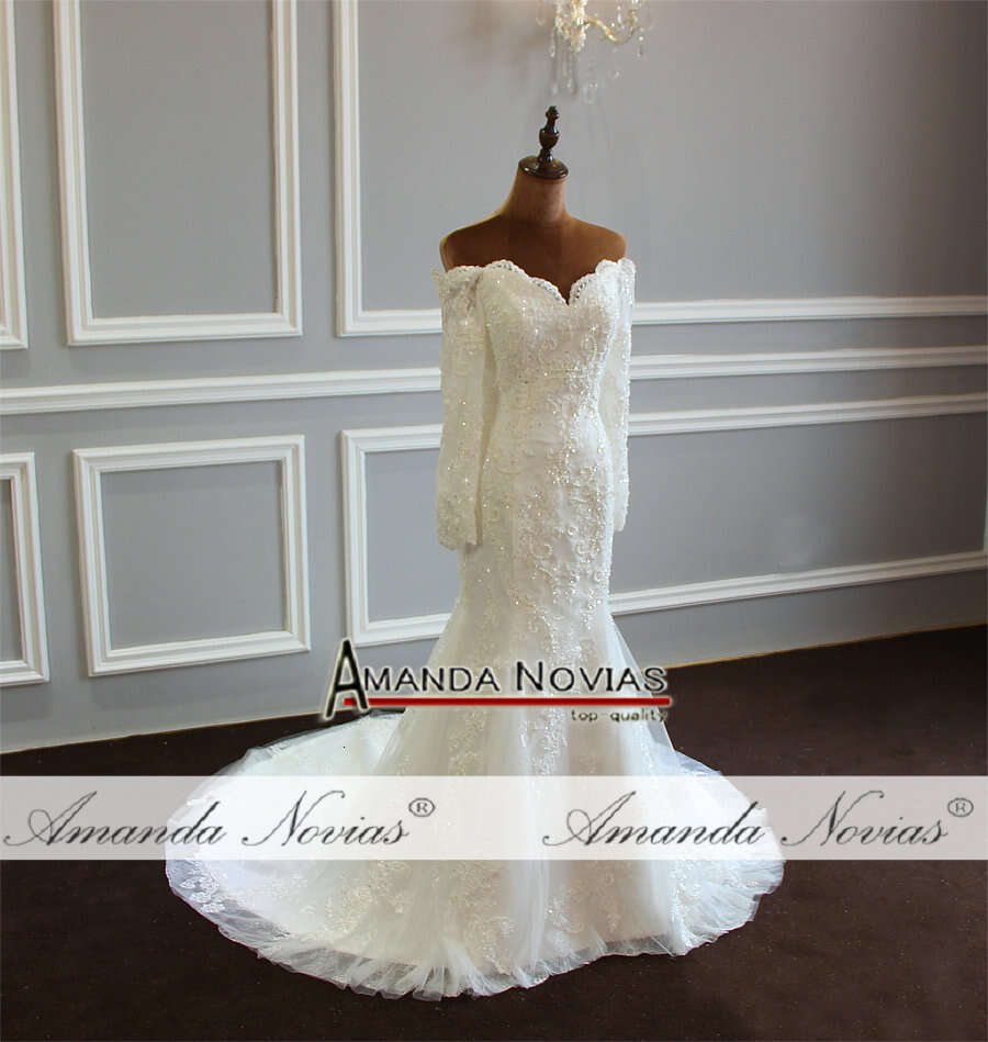 Wedding Gown With Detachable Skirt Full Lace Sleeves Bridal Dress