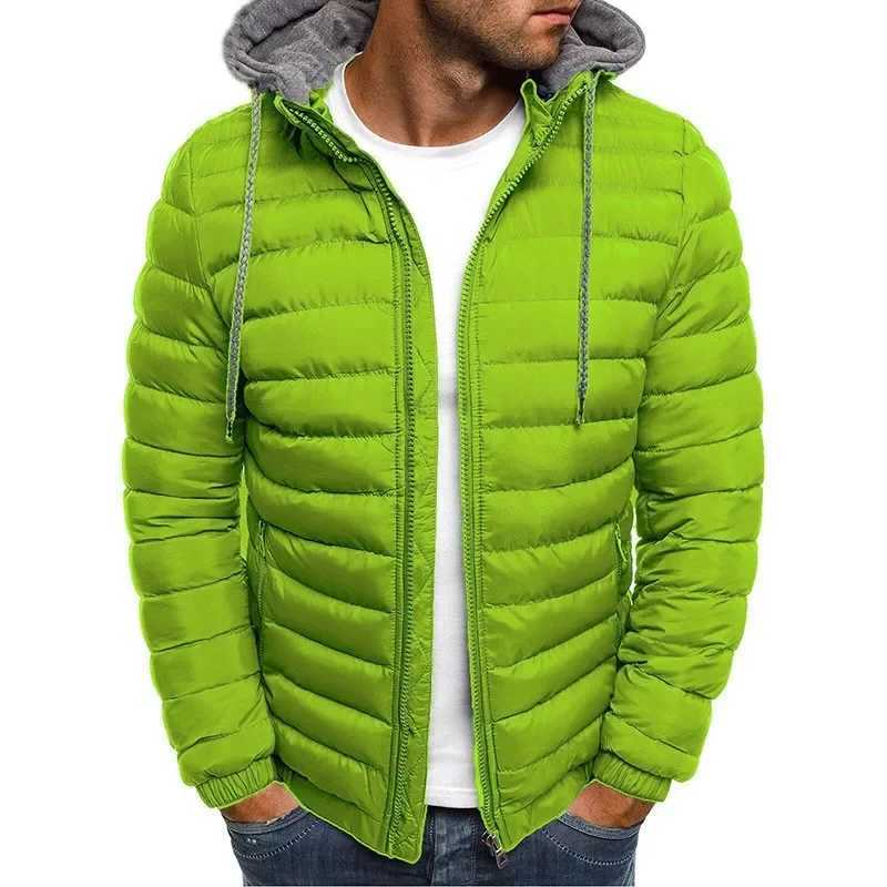 2024 autumn/winter solid color casual hooded mens cotton jacket short sleeved for middle-aged and elderly people decorating the body for young people 