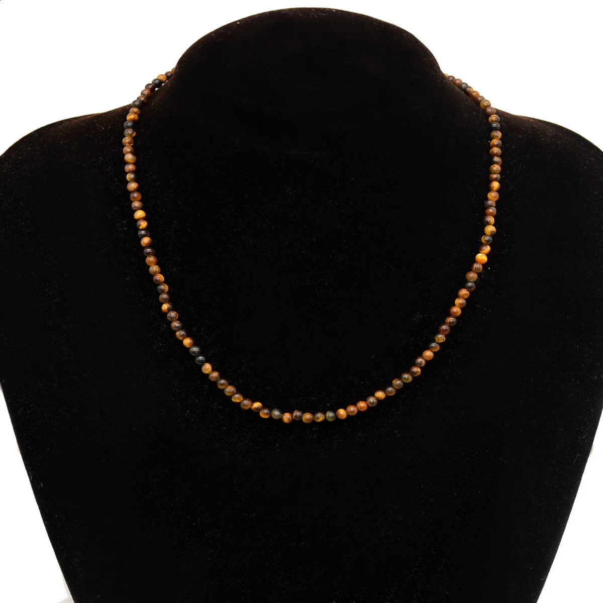 10mm Natural Tiger Eye Stone Bead Necklace Mens Fashion Round Bead Necklace Womens n Accessories 241017