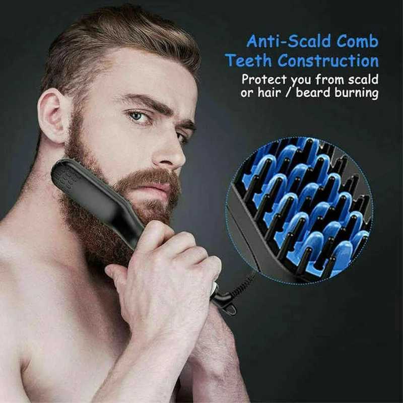 New Hair Straightener Quick Heated Electric Hot Comb Professional Negative Ion Anti-Scalding Ceramic Beard Straightener BrushXJ241016