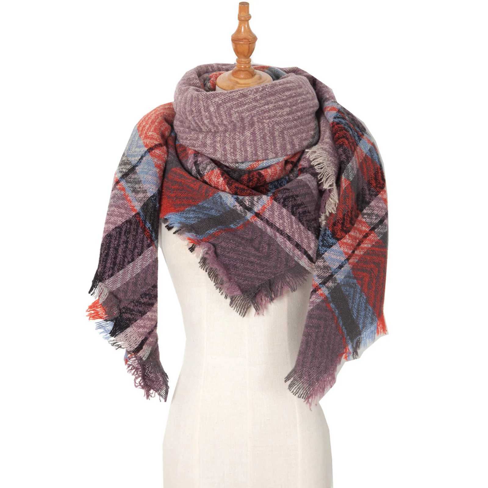 Warm Fashion Plain Scarf Winter Cashmere Tassel Scarf 2024 Fem New Fashion Soft Shawl Bag Neck Warm Triangle Scarf X241017